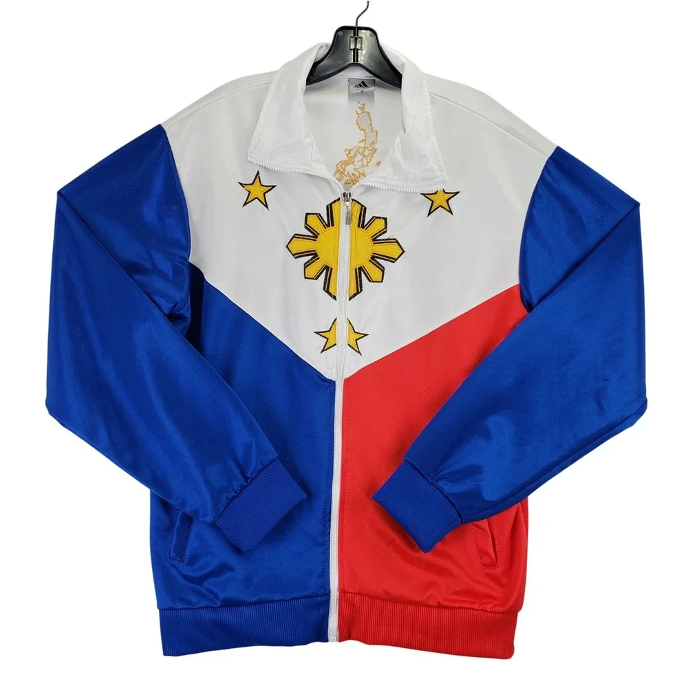 Adidas Pilipinas Track Jacket Mens XL White Blue Red Philippines Flag Sporty y2k